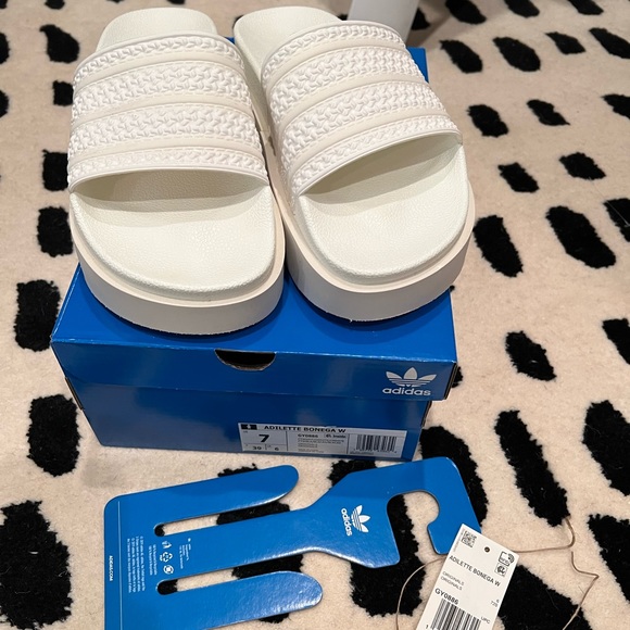 adidas Shoes Adidas Adilette Bonega Platform Slides White Womens